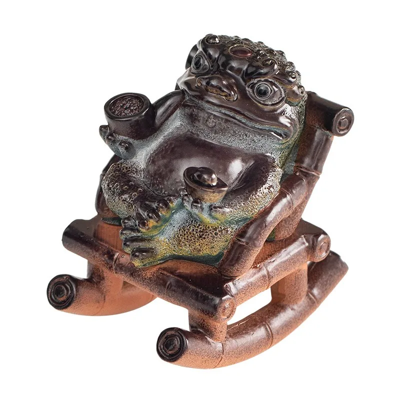 Creative color-changing golden cicada tea pet, tea play decoration, tea table lucky toad, high-end niche desktop ornament