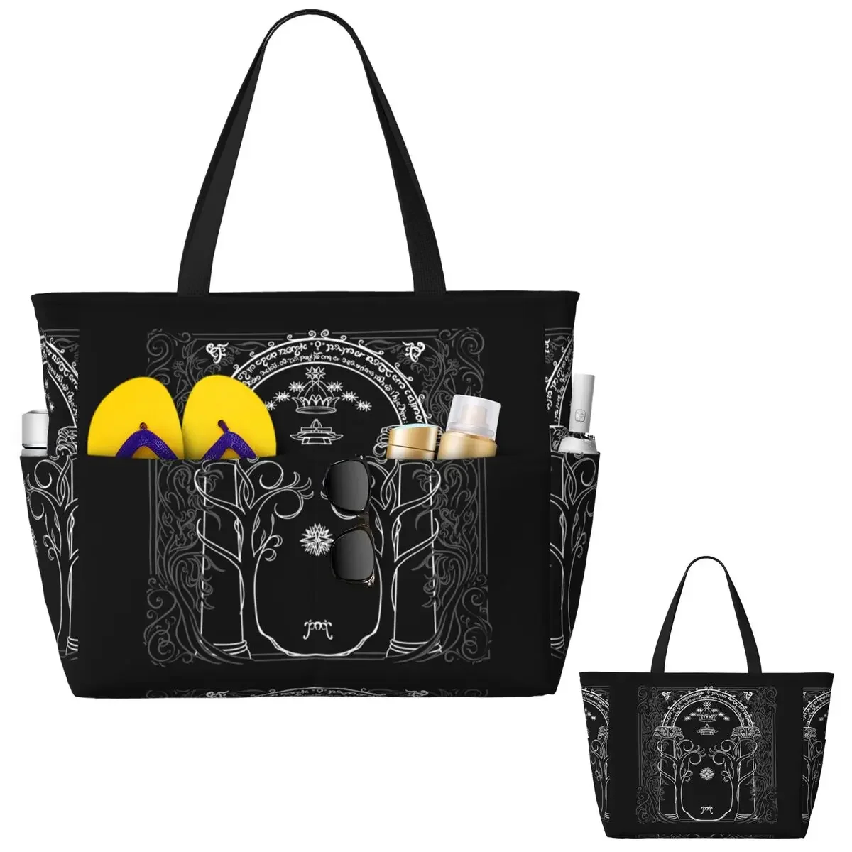 

Mountain Door In The Style Of J.R.R.Tolkien Beach Tote Bag Sport Gym Yoga Duffle Large Tote Bag Women Travel Bag Fitness bag
