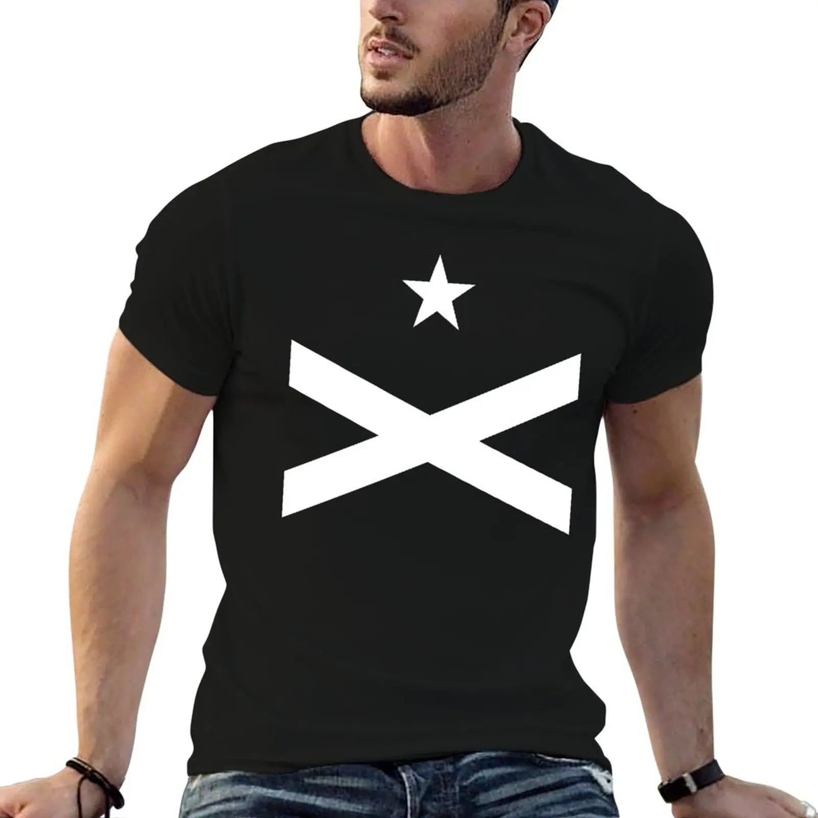 Camiseta con bandera negra (Santa Hermantat Catalan), camisetas de algodón para hombre, camiseta 100% para hombre, camiseta de diseñador