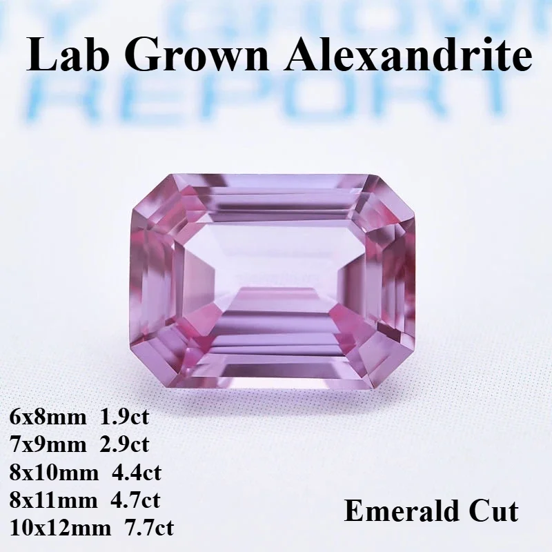 

Lab Grown Alexandrite Emerald Cut Change Color Stone DIY Ring Necklace Earrings Main Materials Selectable AGL Certificate