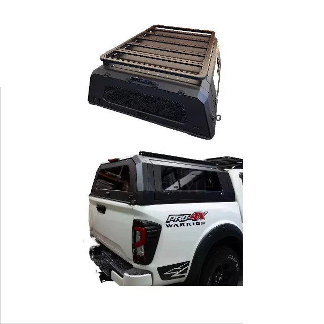 

Molded Aluminum Pickup Canopy with Roof Rack for Navara Heavy-Duty Black Matte Truck Topper Aluminum