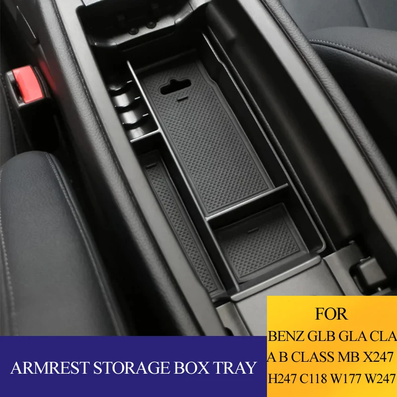 

For Mercedes Benz GLB GLA CLA A B Class MB X247 H247 C118 W177 W247 Car Central Armrest Storage Box Container Tray