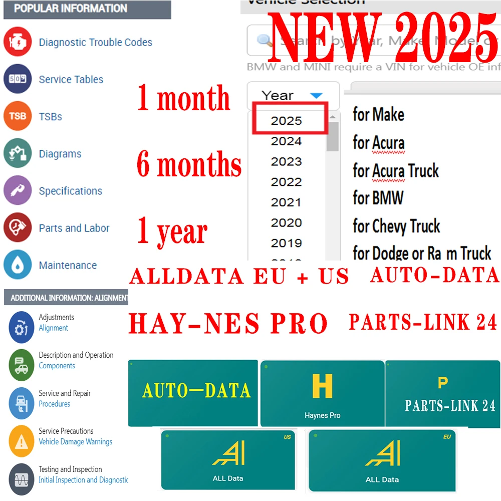 2025 Online Account Repair Software for Auto-data Auto Data Alldata All Data Workshop Easy Install Work Stable