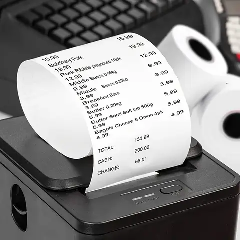Rollos térmicos POS de 57x40 mm: papel de recibos de impresión rápida, compatibles con la mayoría de los terminales de tarjetas de crédito