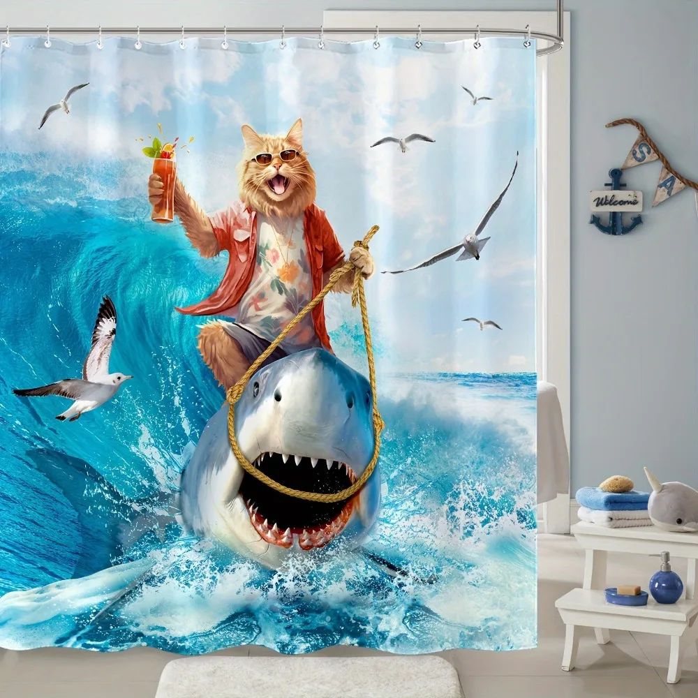 

Сомная волна акула моющаяся грязеотталкивающая занавеска для душа насадка для душа водонепроницаемая полиэстеровая занавеска для ванны для домашнего декора