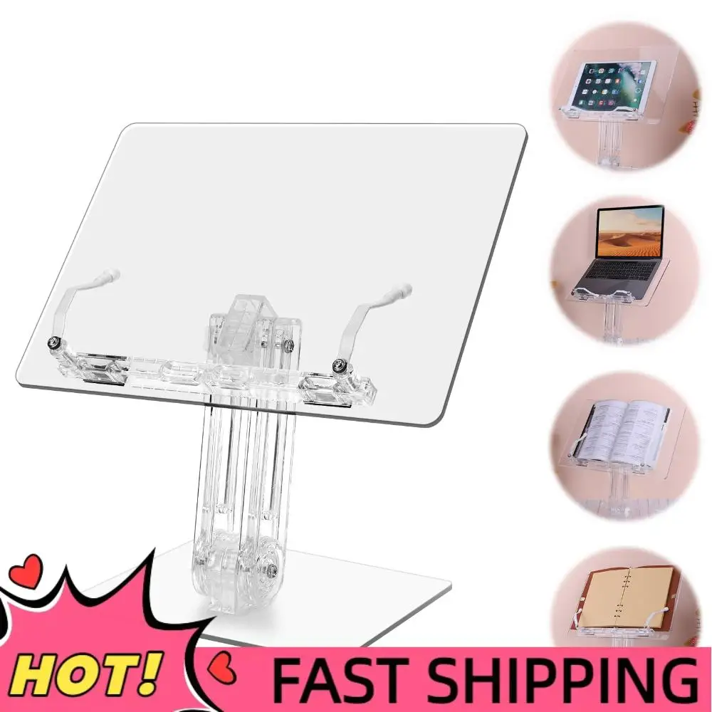 

Acrylic Tablet Stand 180° Rotation Liftable Reading Book Holder Swivel Tablet Stand Desk Stand for iPad Book Desktop Holder