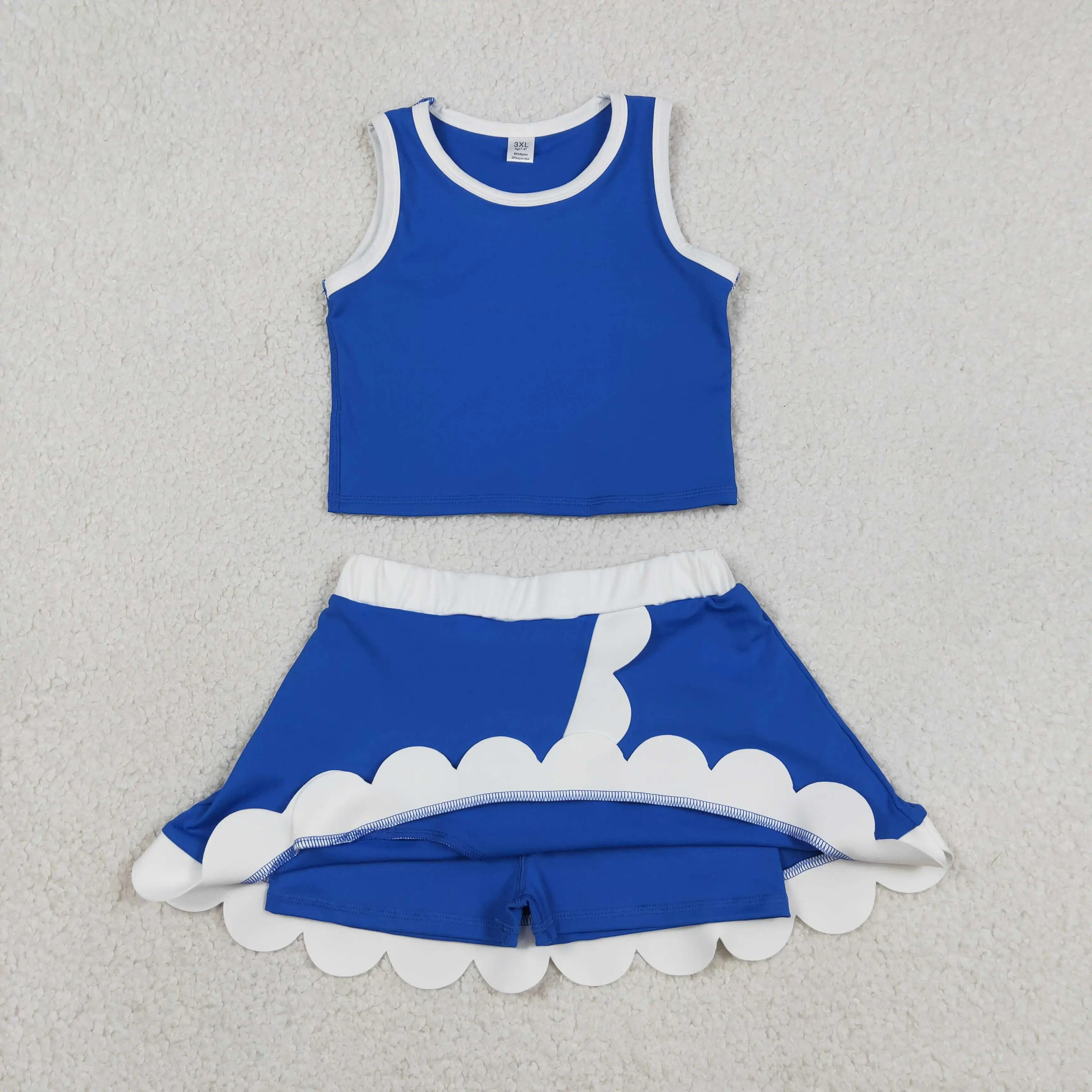 

Wholesale Baby Girl Yoga Active Clothing Toddler Shirt Skirt Shorts Kids Skort Blue Set Athletic Summer Clothes