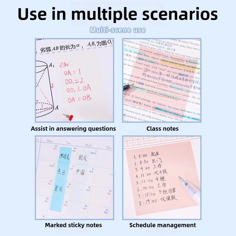 LANGUO 4-w-1 Perłowe Matowe Karteczki Samoprzylepne Z Możliwością Pisania, Odrywane Karteczki Memo Do Pisania Markerem Żelowym, Artykuły Szkolne Biurowe, Artykuły Papiernicze