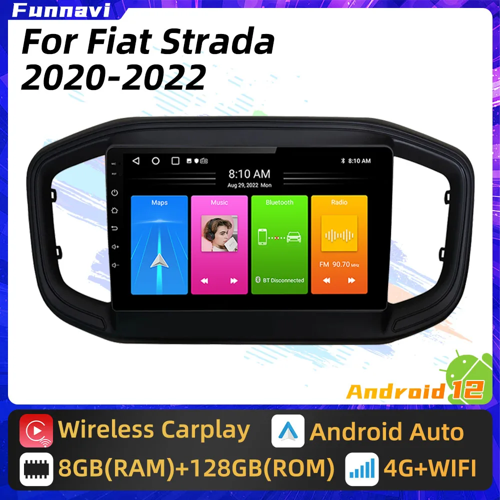 Car Radio For Fiat Strada 2020 - 2022 2 Din Android Car Multimedia Screen Stereo Navigation Carplay Autoradio Head Unit Player