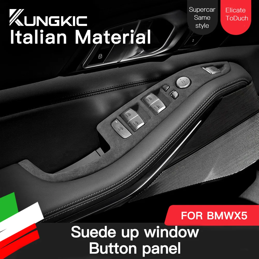 

Italy Super Suede Car Window Lifter Switch Control Frame Decor Cover for BMW X5 G05 2019 2020 2021 2022 2023 Trim Accessories