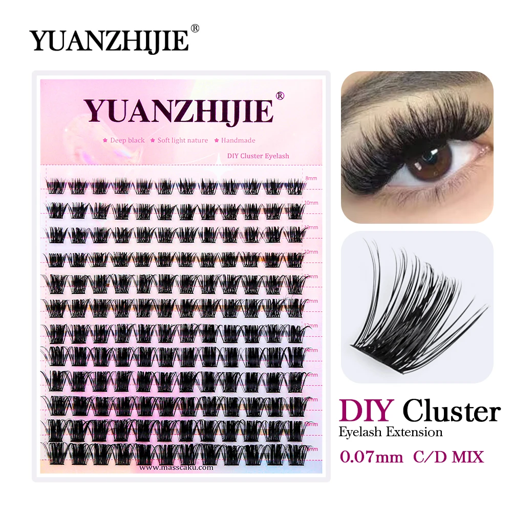 

YUANZHIJIE 12lines DIY Cluster Eyelash Precut Full Lashes Strips Everyday Makeup Slik Soft Eyelashes Mega Volume Fan Supplies