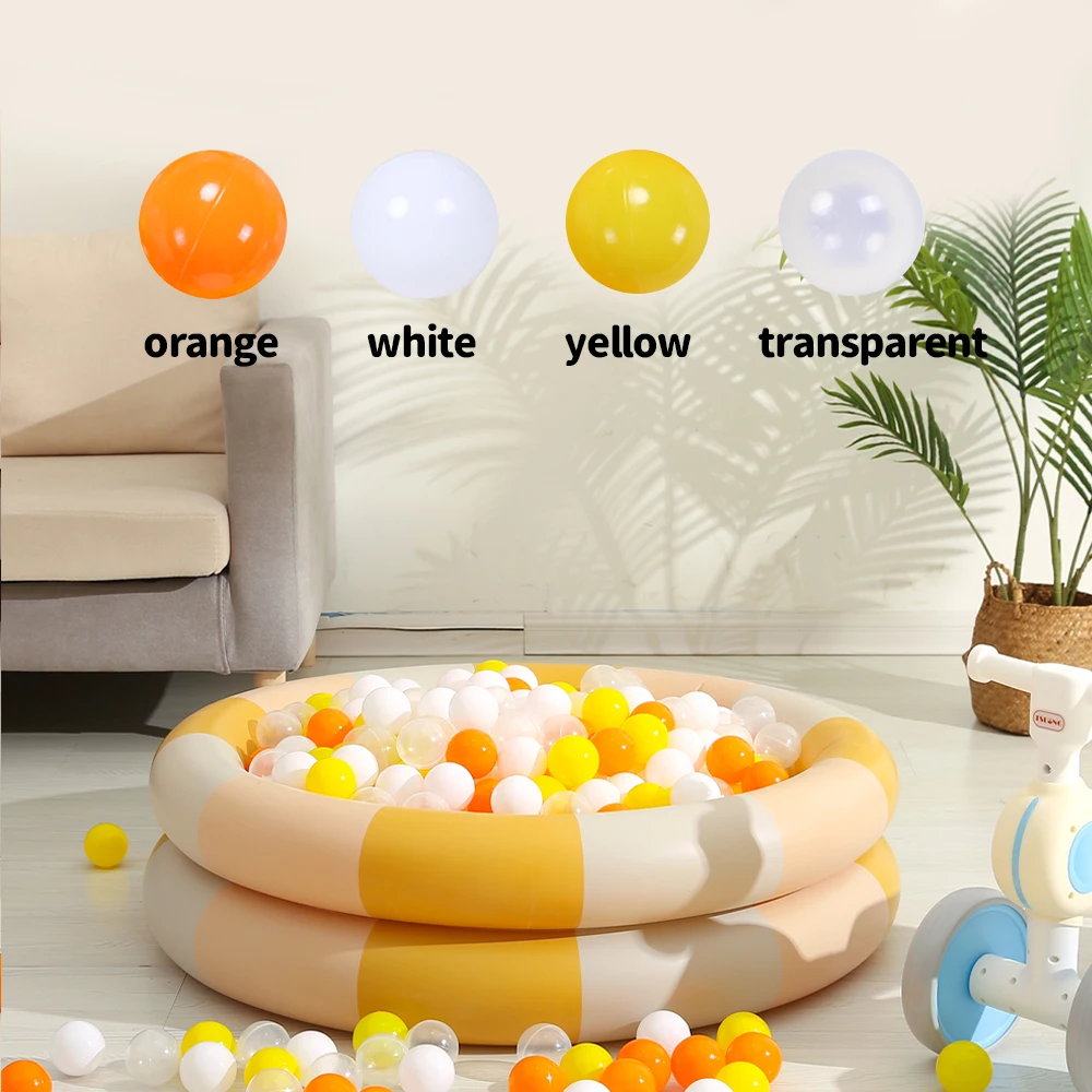 5.5cm 100 pçs bolas de plástico com saco líquido com laranja, amarelo, branco e claro para crianças bola poço e piscina brinquedos de água