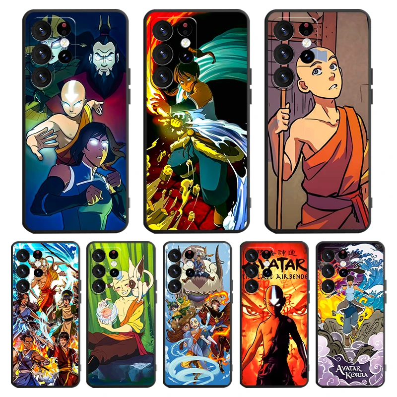 A-Avatars The Last Airbender Cool Cartoon For Samsung Galaxy S24 S23 S22 S21 S20 FE S10 S10E Plus Ultra Pro Lite 5G Black Soft