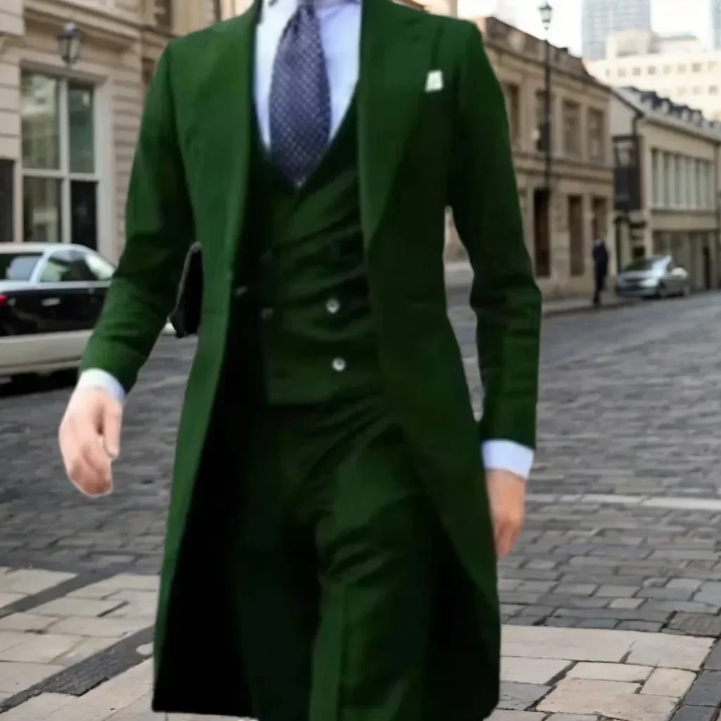 Traje elegante para hombre, traje ajustado, chaqueta de 3 piezas, chaleco, pantalones, conjunto de esmoquin Formal para boda, disfraz de escenario,