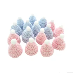 12Pcs Handmade Mini Cotton Crochet Hat For Baby Shower Baptism Toy Dolls Party Favors Sew-on Appliqued Decorations 3.5cm