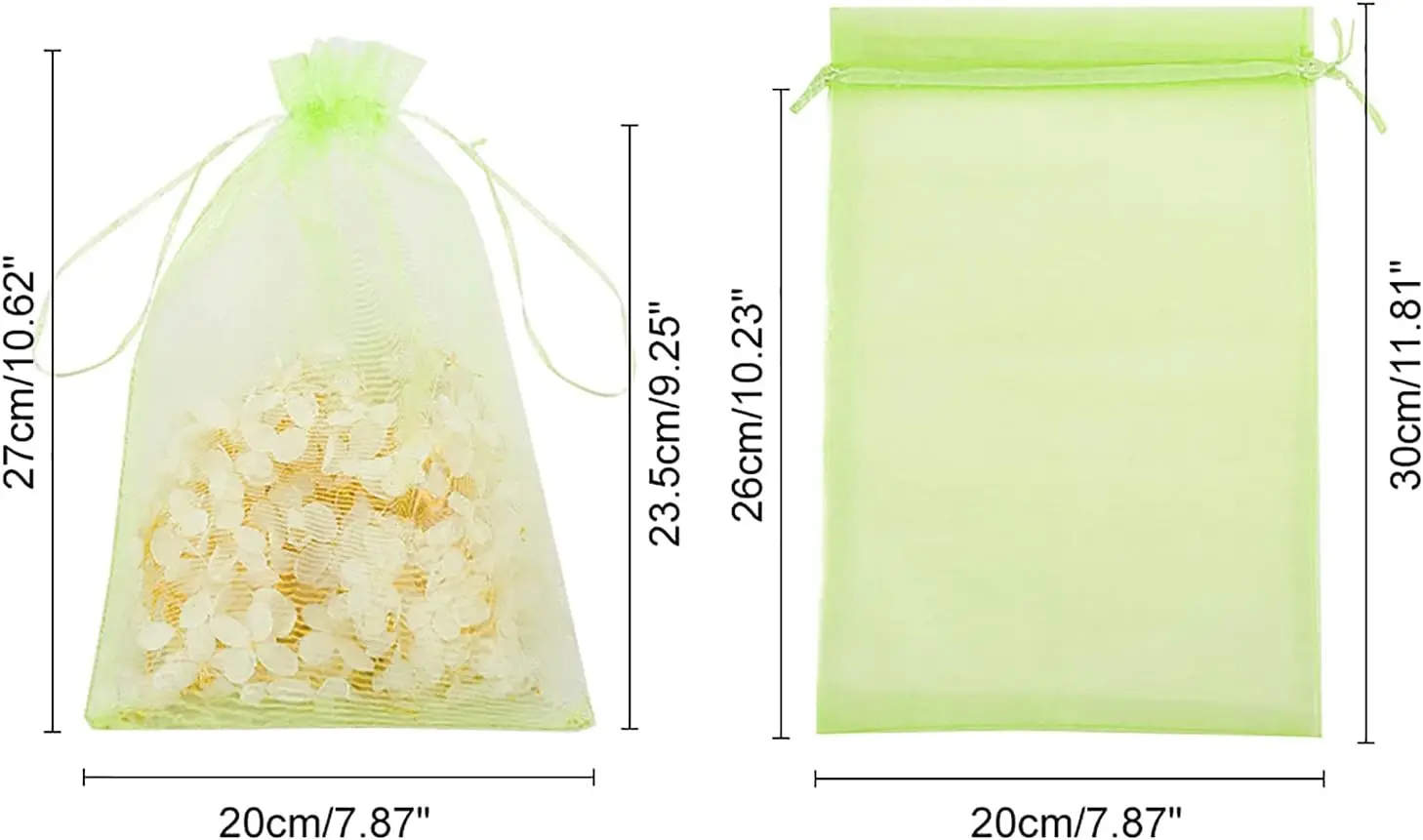 15Color Large Organza Gift Party Favor Bags 60pcs 7.8