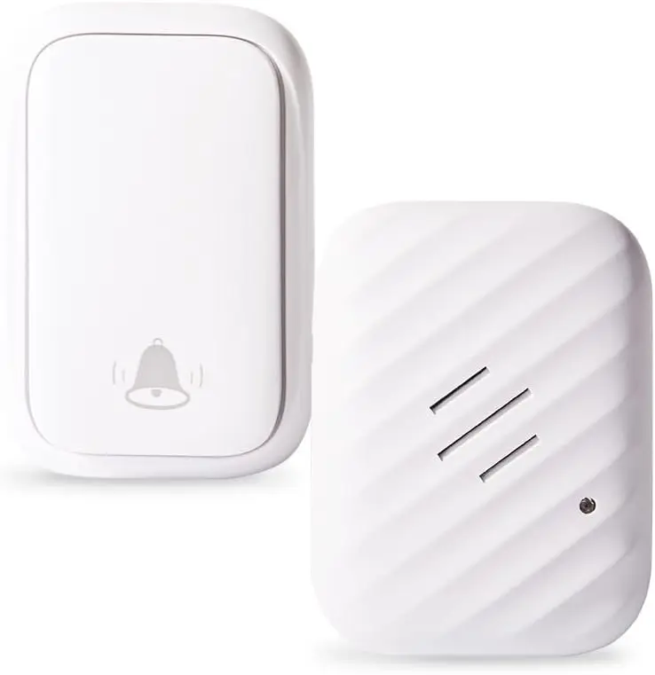 

Беспроводной дверной звонок без батареек, простая установка, радиус действия 600 футов, 38 мелодий, регулируемая громкость, водонепроницаемый, для дома и офиса
