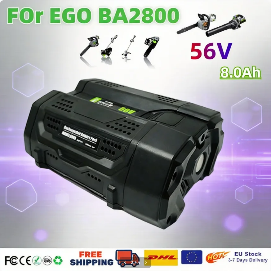 Ersatzakku für EGO BA2800 |   56V 8000mAH/8.0Ah, kompatibel mit BA2800T/BA4200/BA4200T/BA1400/BA5600T und allen Serien