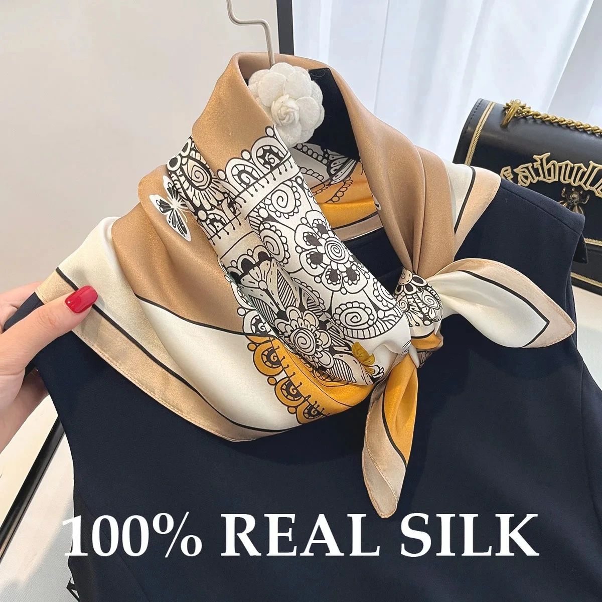 

100% Real Silk Scarf New Pashmina Fashion Women Summer Sun Protection Scarves Shawl Poncho Hijab Bandana Kerchief Headband Hijab