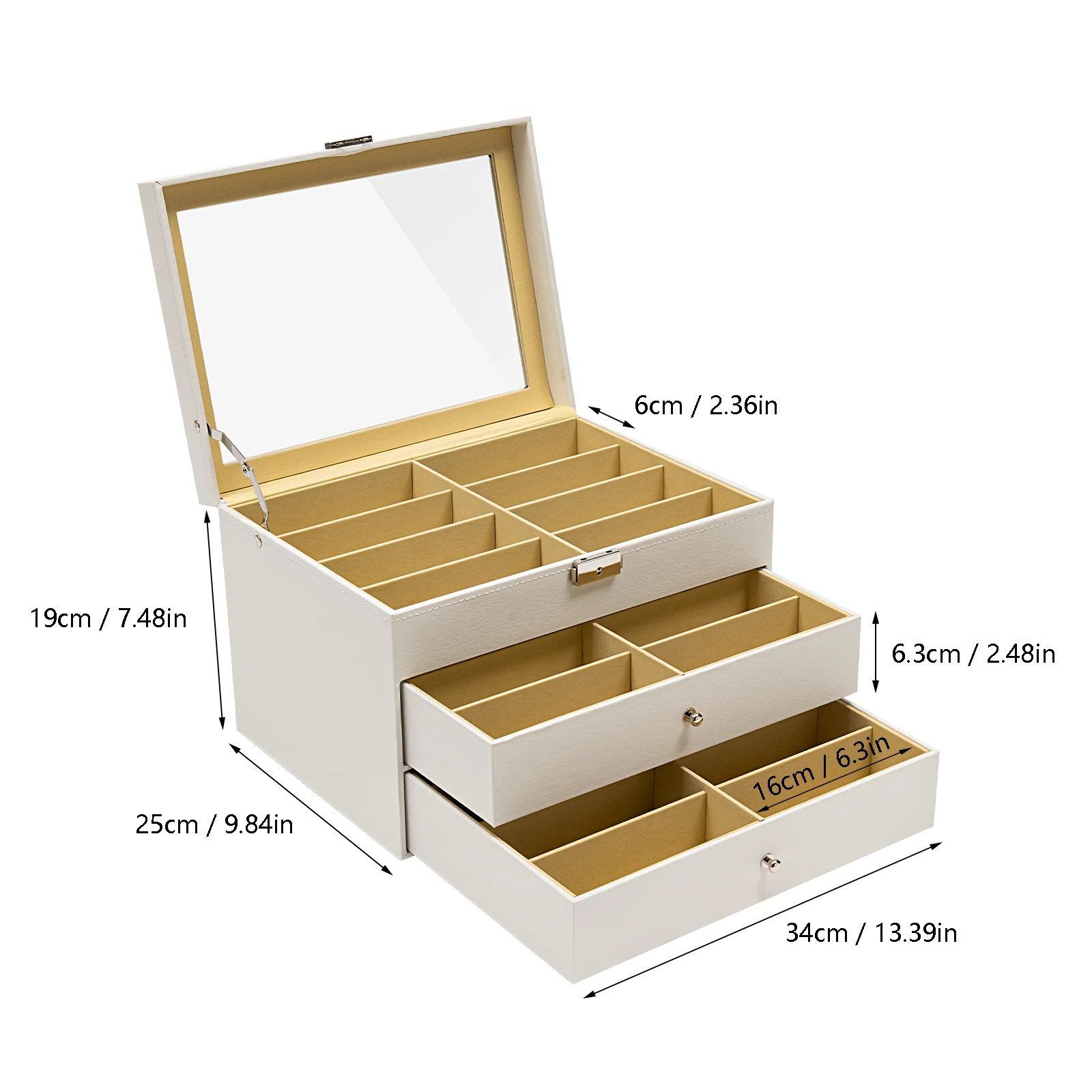 Imagem -06 - Glasses Display Storage Box para Mulheres e Homens Glasses Box Camadas 24 Slots