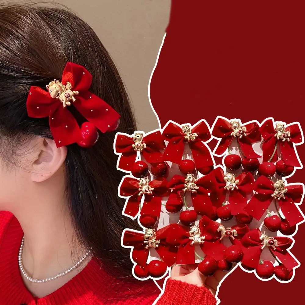 

2pcs/set Hanfu Headwear Children's New Year Hairpin Cute Sweet Chinese Style Red Barrettes Cherry Tang Suit