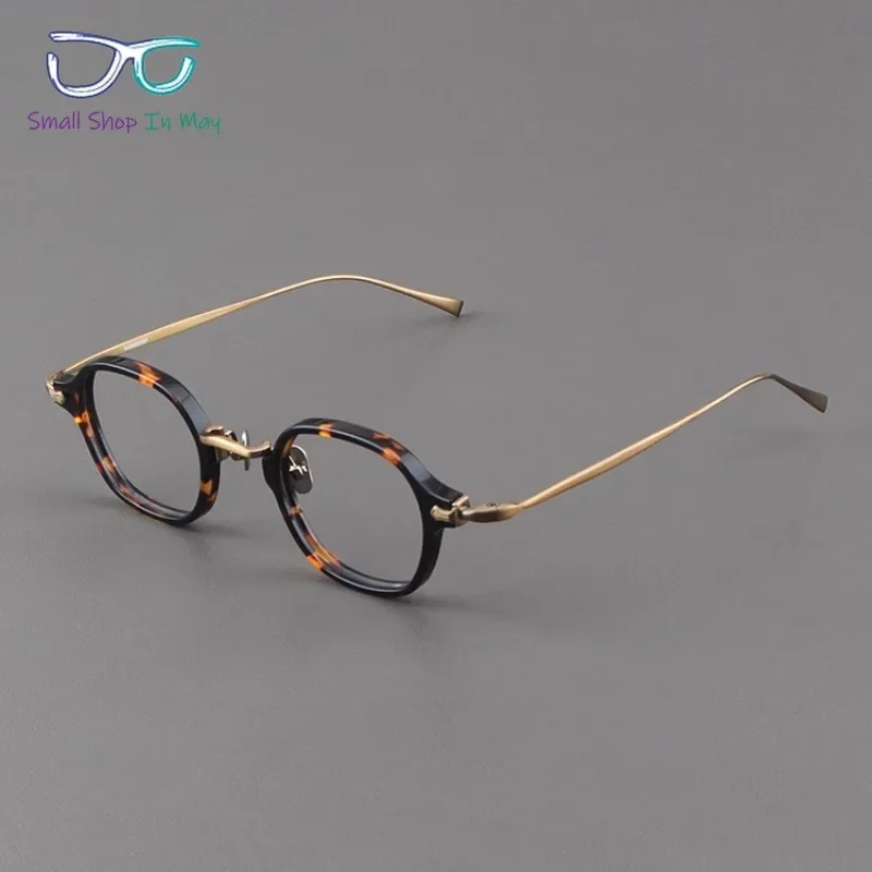 Men titanium glasses frame Japanese turtle small frame women ultra light can be equipped with myopia anti-blue light frame