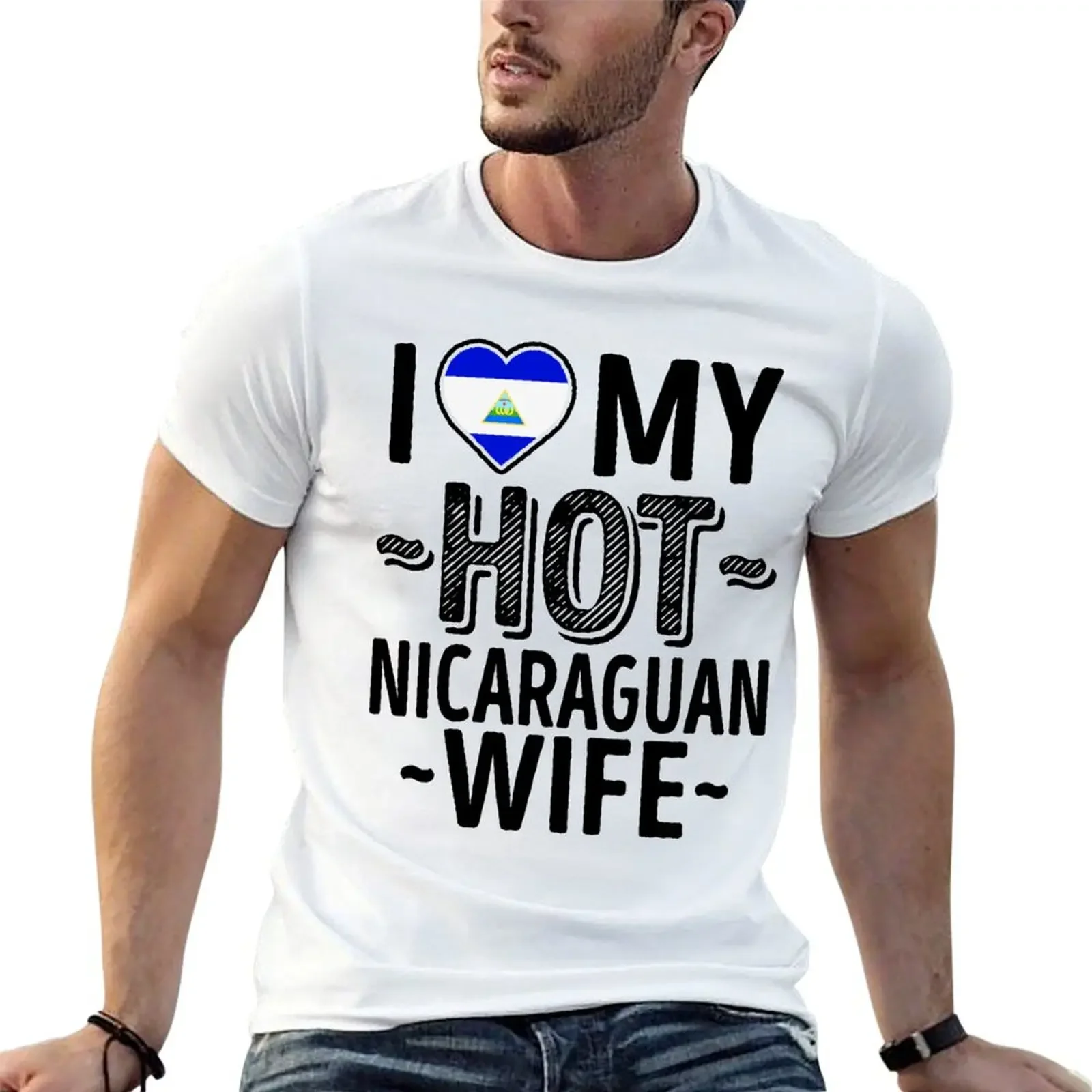 

I Love My HOT Nicaraguan Wife - Cute Nicaragua Couples Romantic Love T-Shirt vintage anime shirt croswit shirt man Men's t-shirt