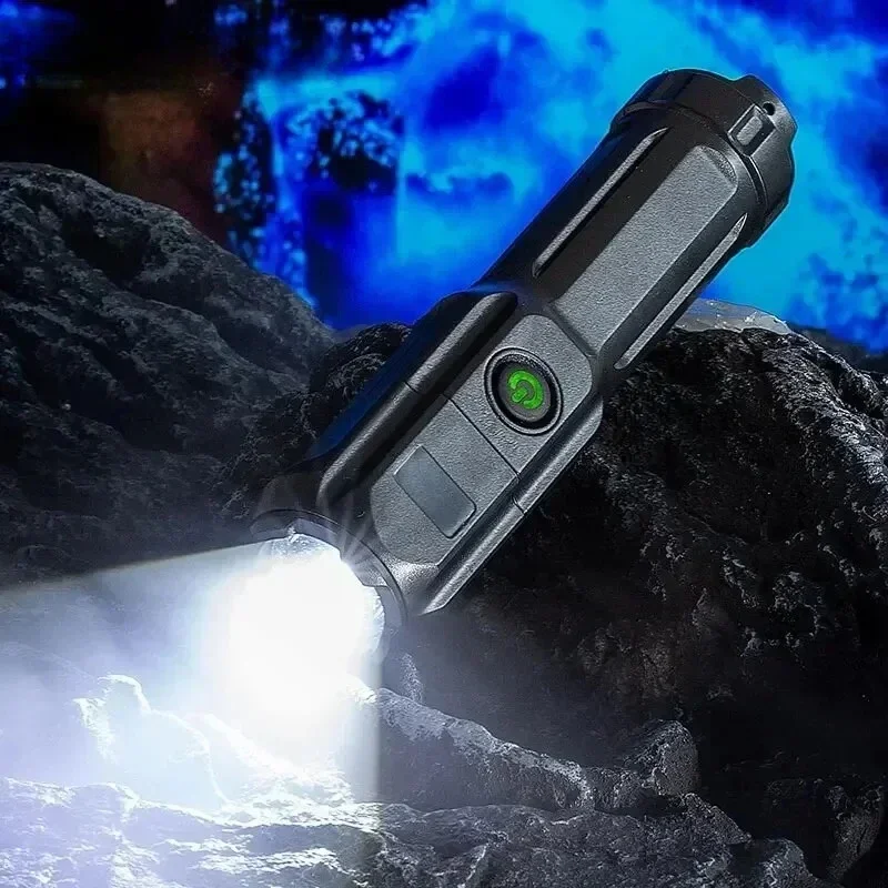 Telescopic Zoom Tactical Flashlights Rechargeable LED Torch 4 Lighting Modes Long-Range Waterproof Camping Fishing Flashlight