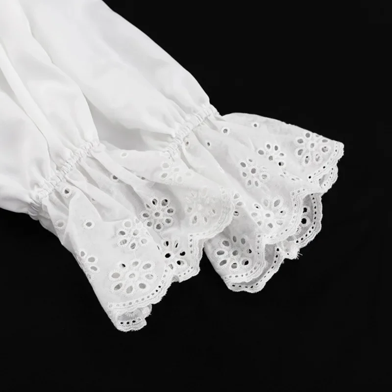 Camisa blanca elegante de oficina para mujer, blusa holgada de manga larga con cuello redondo, Top clásico informal para negocios y ropa informal 2024