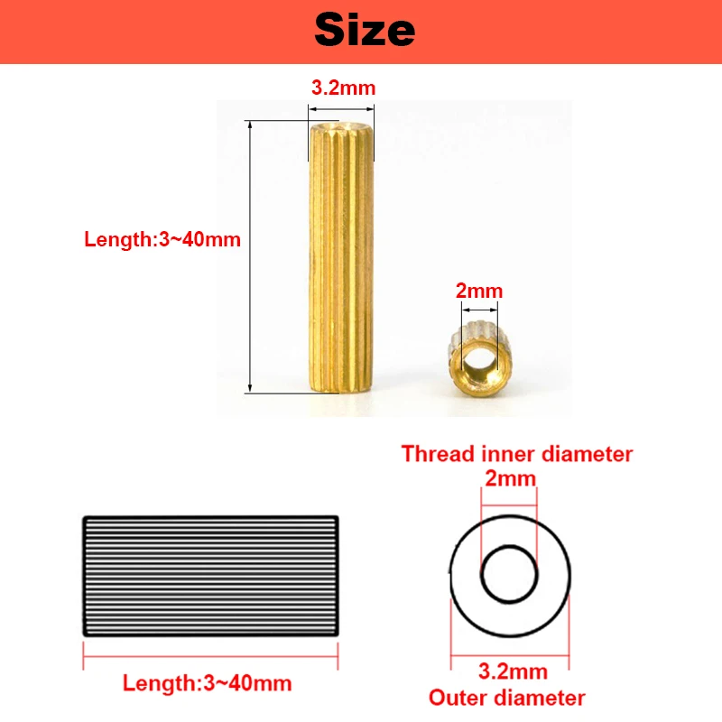 M2 Knurled Cylinder Copper Column Internal Thread Security Monitoring Stud Camera Brass Screw Double-pass Isolation Column Nut