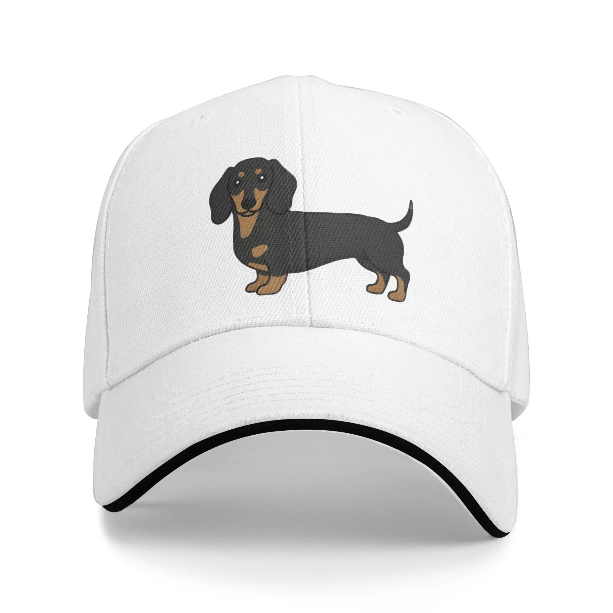 Classic Standing Black and Tan Dachshund Illustration Gift For Children Men Women A Baseball Cap Hat