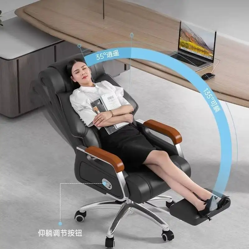Premium Genuine Leather Executive Office Chair - Comfortable Computer Chair Prolonged Sitting Home Business Environments JT40