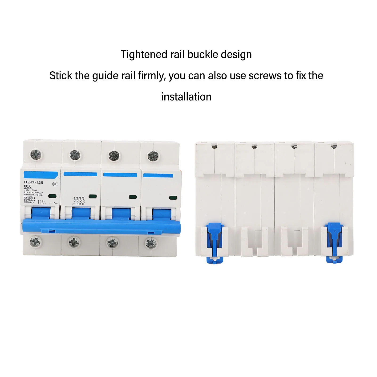Rail Mount Circuit Breaker 4 Pole 400V 80A Versatile Safety Protection Flame Retardant Disconnect Switch for Home