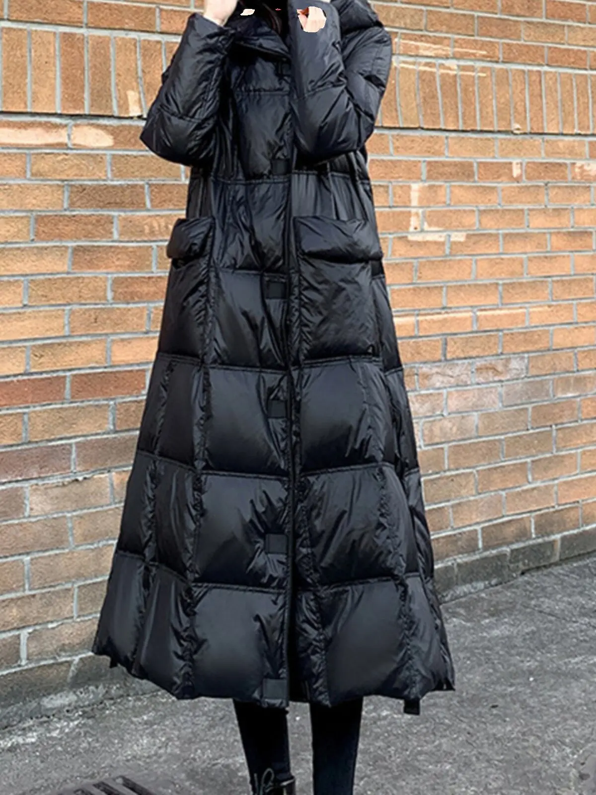 2026 Winter New Women's Down Jacket Hooded White Duck Down Long A-line Down Jacket