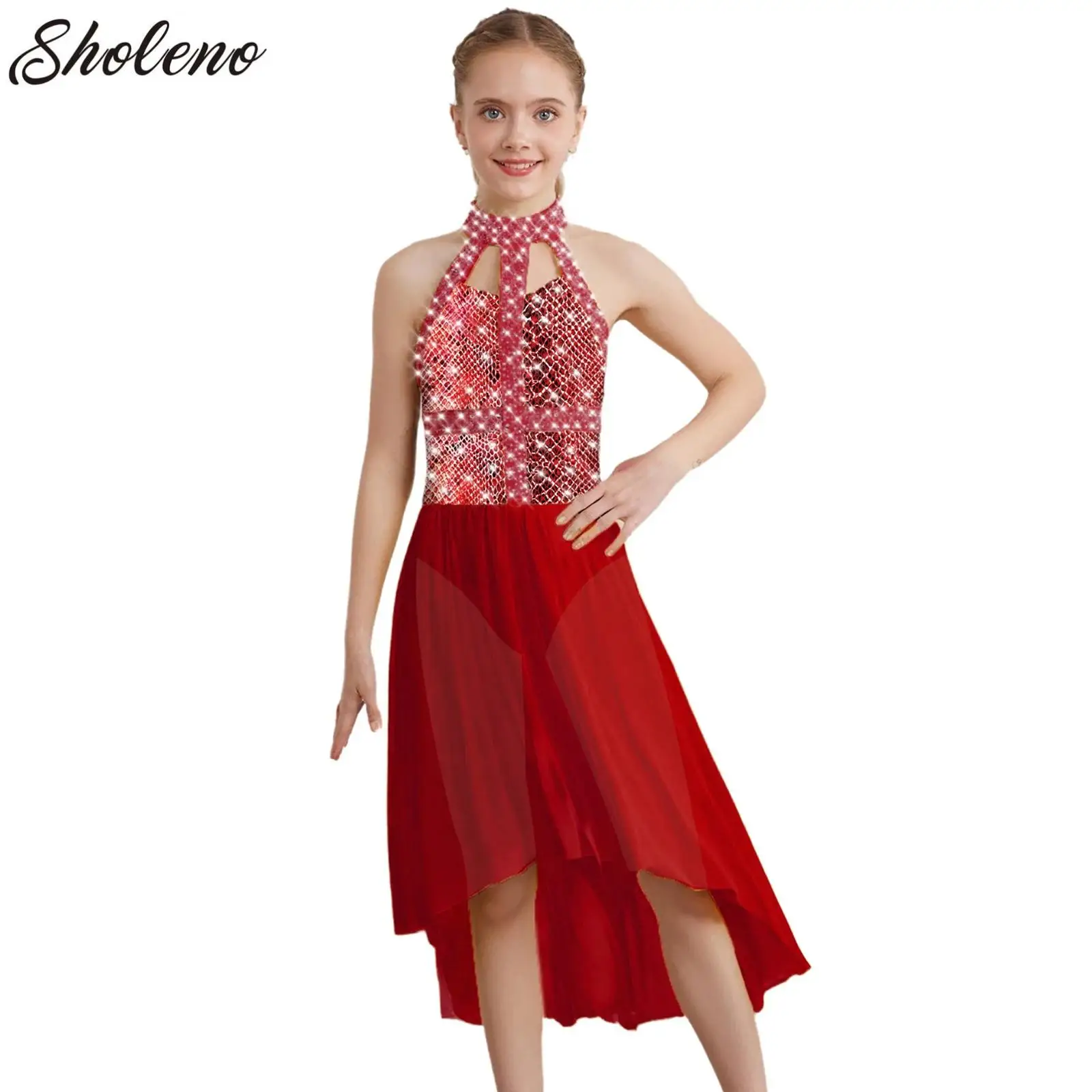 

Modern Dance Leotard Dress Teen Girls Contemporary Dance Gymnastics Outfit Jazz Lyrical Dresses Ballet Stage Competition Costume