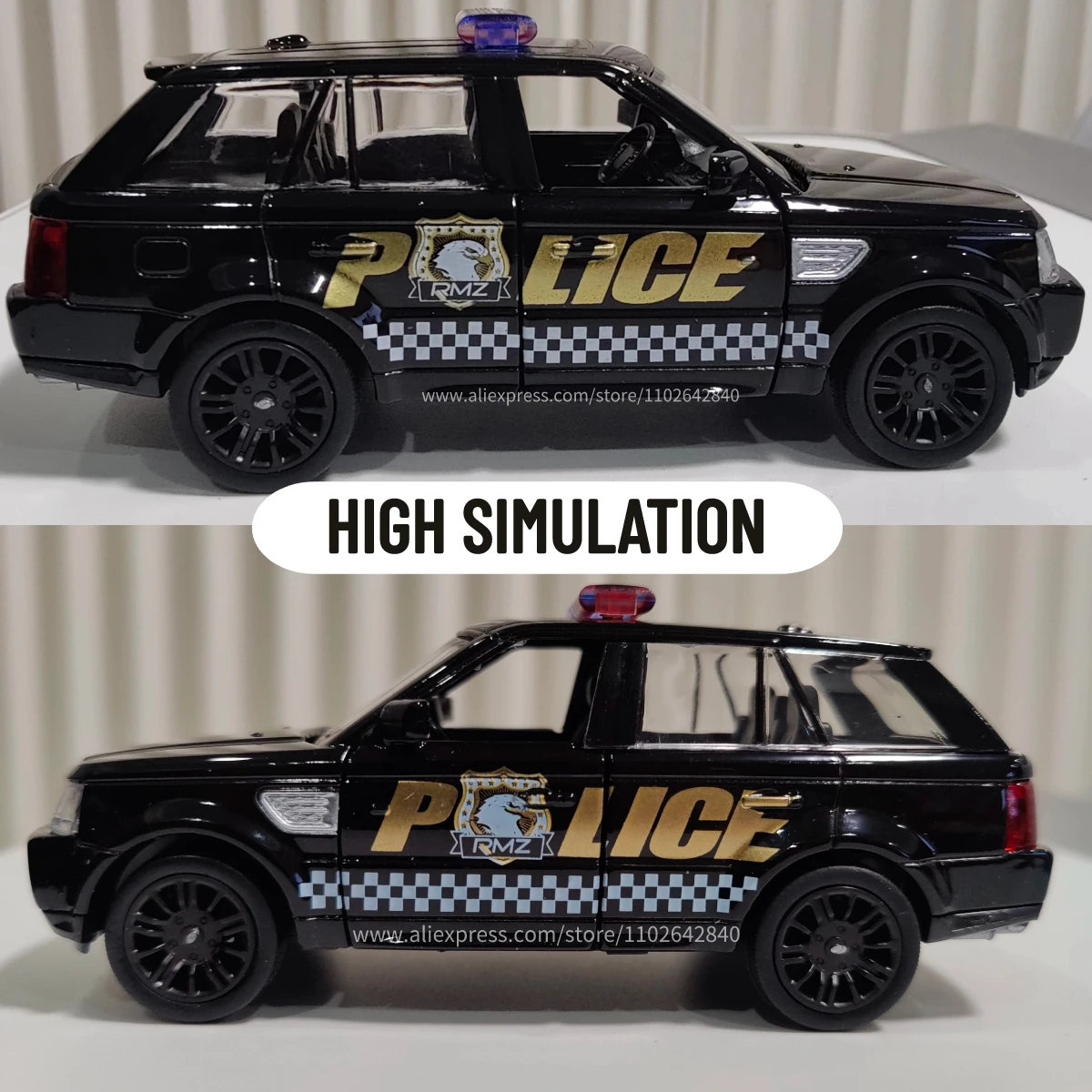 1:36 Car Model Range Rover Sport Police Scale Metal Diecast Replica Home Miniature Art Vehicle Hobby Decoration Kid Boy Toy