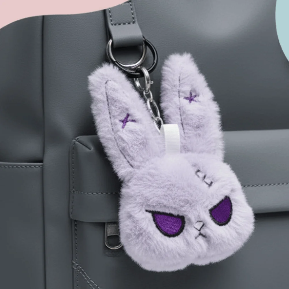 Quirky Doll Fluffy Gothic Rabbit Soft Compact Halloween Plushie Solid Color Handmade-look Stitched Bunny Party Favors