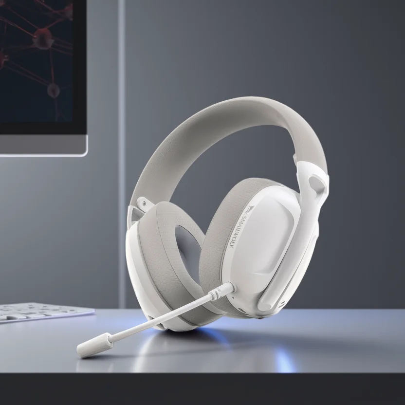 SmaILWOLF L80 Bluetooth sem fio com fio de três modos para jogos fone de ouvido portátil para casa fone de ouvido leve com microfone