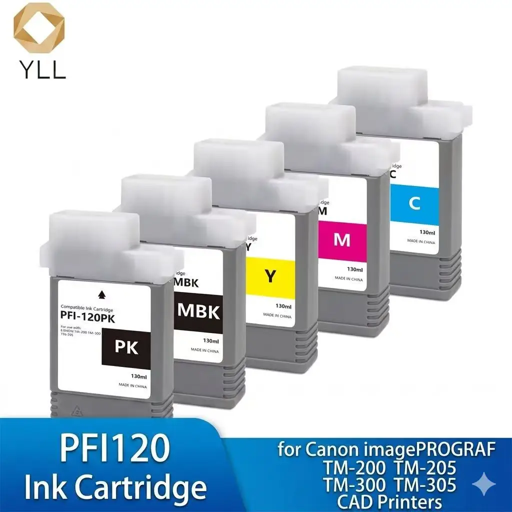 

Compatible PFI-120 PFI120 130ml Pigment Ink Cartridge Waterproof for Canon imagePROGRAF TM-200 TM-205 TM-300 TM-305 CAD Printers