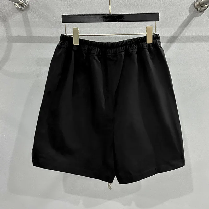 HKSH Men's Tide Spring Summer Basic Edition Chic RO Style Pants Split Drawstring Elastic Waist Shorts Dark Cotton Capris HK1387