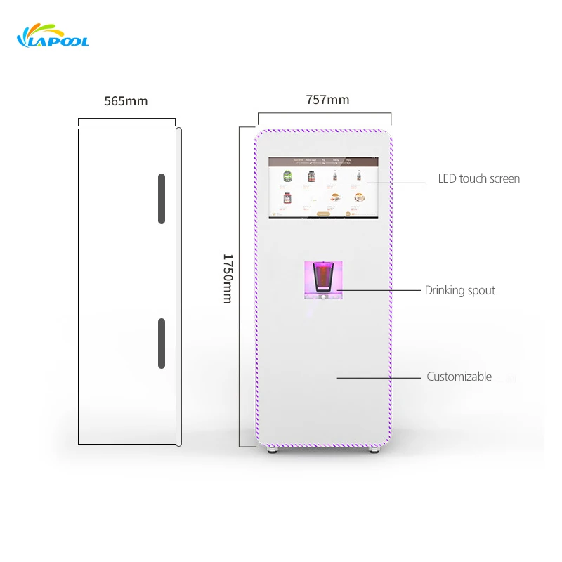 Bebidas em pó de proteína automática de alta qualidade, grande tela de publicidade, máquina automática de venda automática de café e café