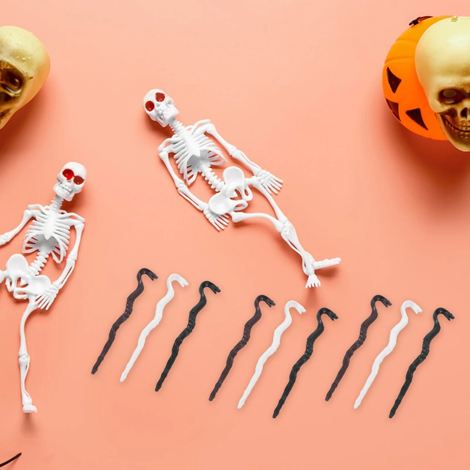 48Pcs Mini Snake Head Cane Halloween Decoration Compact Durable Plastic Props Party Cosplay Trick Accessory Kids Cane