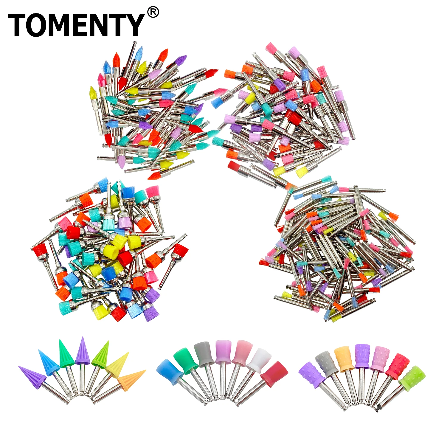 

100pcs/Box TOMENTY Dental Polisher Nylon Bristle Brush Polishing Polisher Cup Teeth Whitening Prophy Brushes Dentist Tools