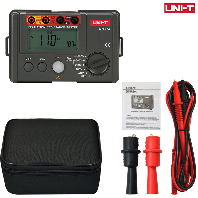 UNI-T UT502A UT501A جهاز اختبار مقاومة العزل الرقمي Megohm متر العزل المقاومة متر أوم Megohmmeter