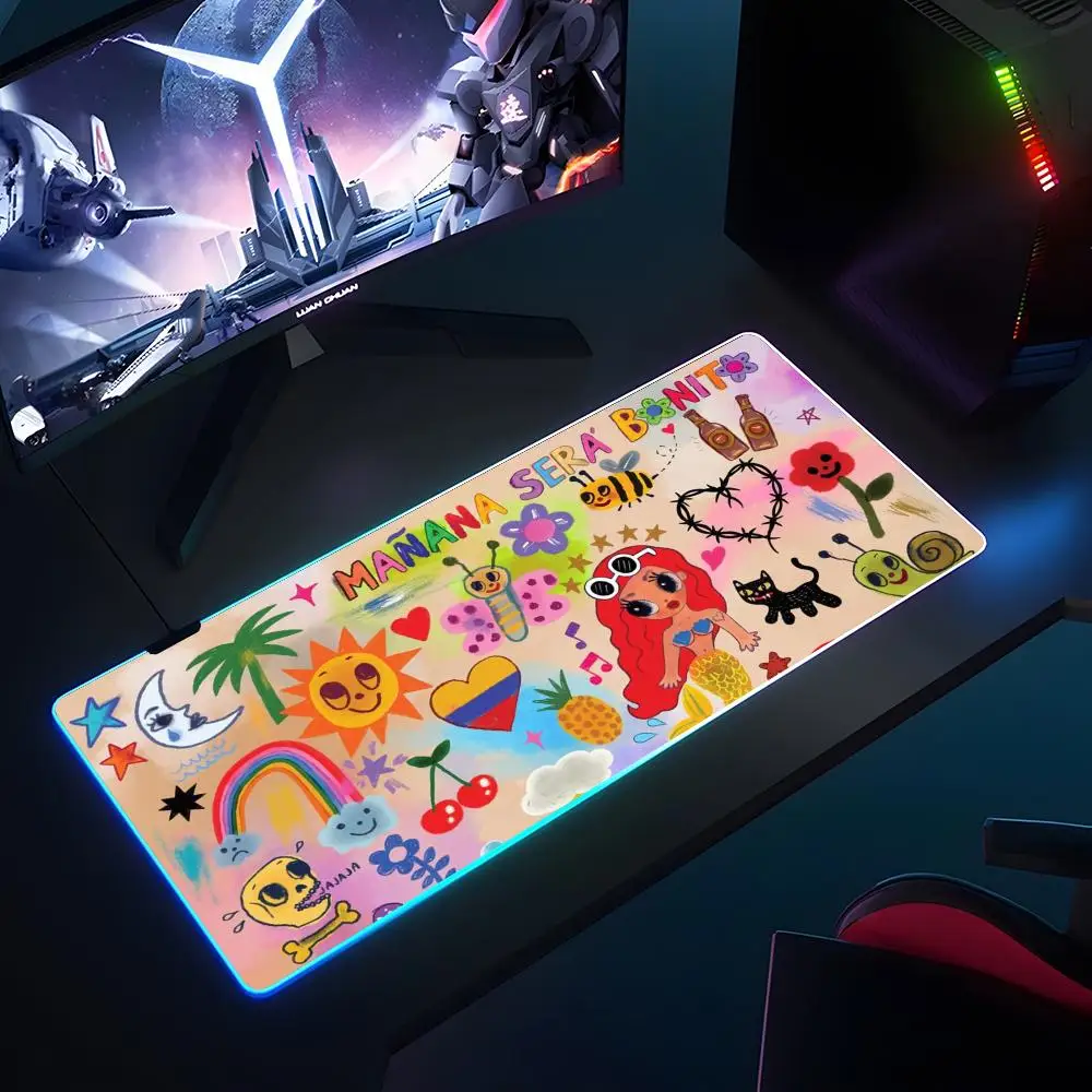 Karol G Muismat Rgb Lichtgevende 700X400Mm Grote Tafel Pad Gecodeerd Anti Slip Super Grote Muismat