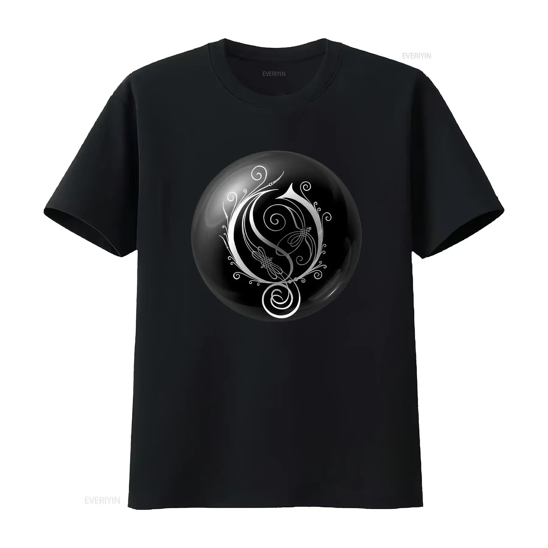 Gothic Vintage Silver Filigree Letter S Monogram Print Casual T Shirt vintage Washed fashion homme Soft Comfortable Breathable