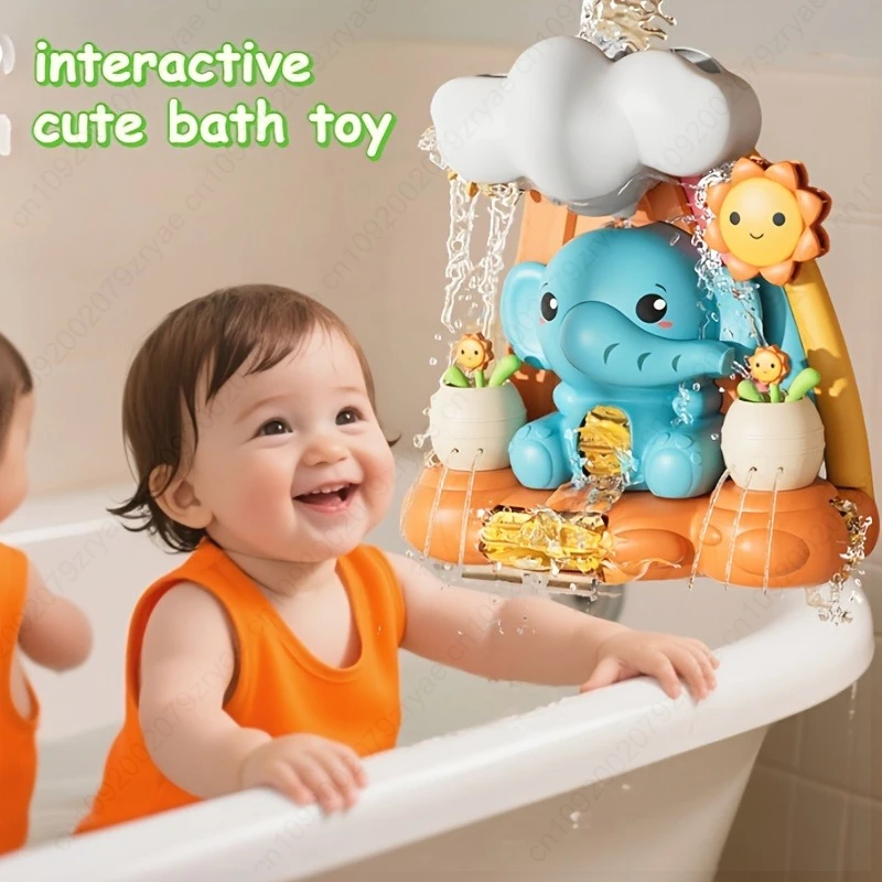 Playful Elephant and Sunflower Shower Toy - Whimsical ABS Bathroom Decoration , Shower Accessory Durable Shower Toy