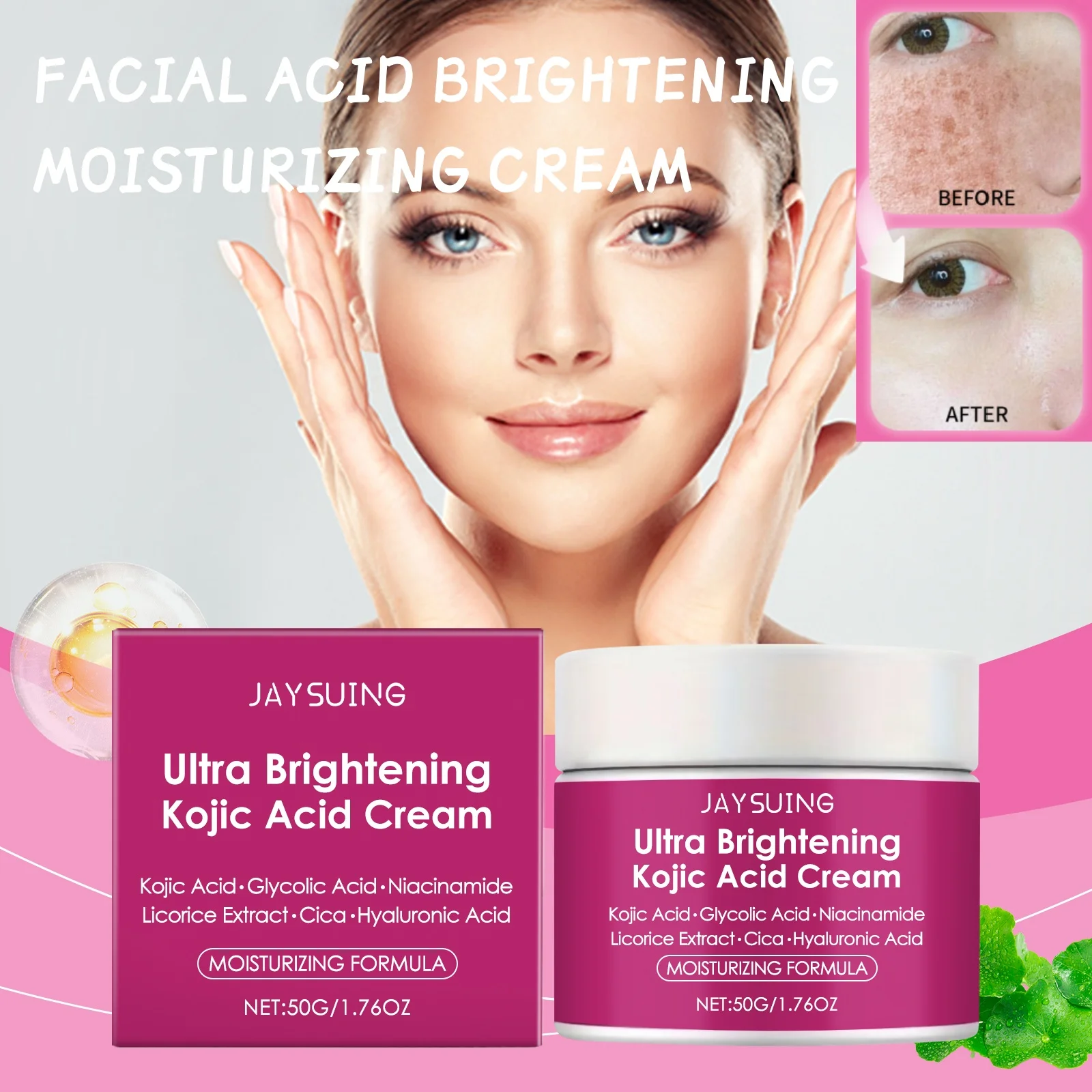 

Facial Kojic Acid Moisturizing Brightening Cream Improve Dull Skin Strengthen Skin Barrier Lock Moisture Nourishing Cream