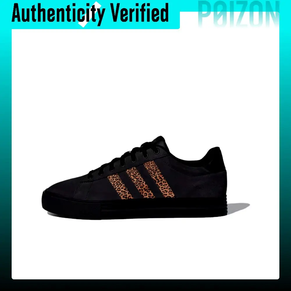 Adidas Daily Dark Shadow Leopard Walk Slip Resistant Low top Skateboard Shoes Unisex Black JI4355(Team1963-LD)