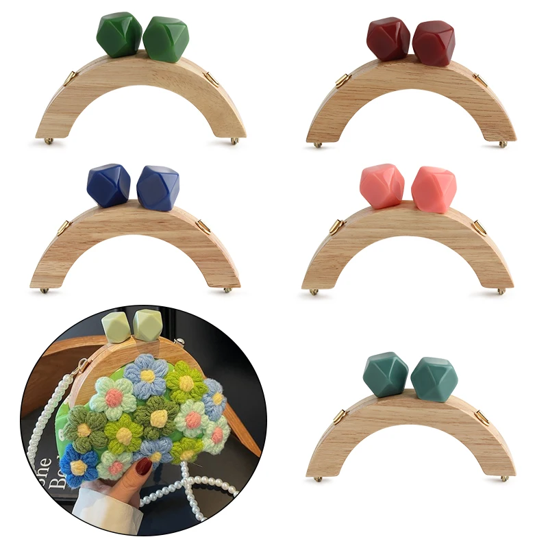 

1PC 13.5*8.5cm Arch Bridge U-shaped Resin Head Handle Wooden Clip Mini Bag Frame Kiss Buckle Handbag DIY Accessories